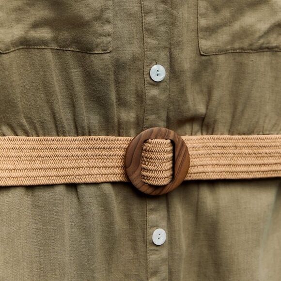 ZARA BELTED 100% LINEN SHIRTDRESS - Picture 5 of 9